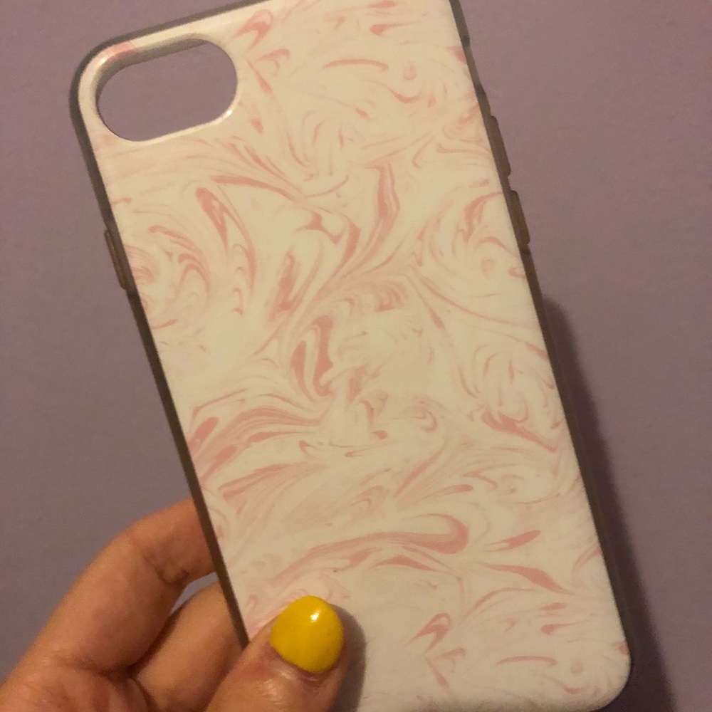 Pink and white marble case